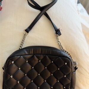 Rebecca Minkoff Black Quilted Crossbody with Silver Chain